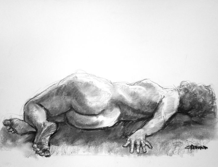 Desenho intitulada "fusain 50/65 2004 8" por Christian Rolland, Obras de arte originais, Carvão