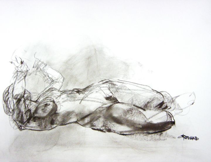 Desenho intitulada "fusain 50/65 2005 65" por Christian Rolland, Obras de arte originais, Carvão