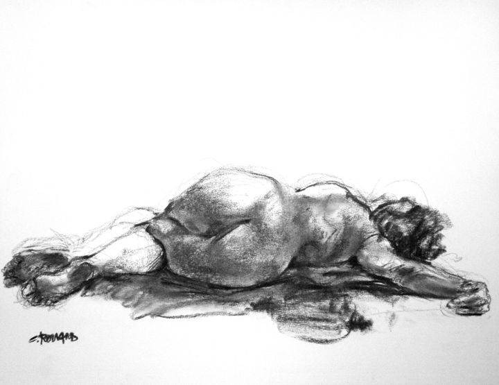 Dibujo titulada "fusain 50/65 2005 1…" por Christian Rolland, Obra de arte original, Carbón