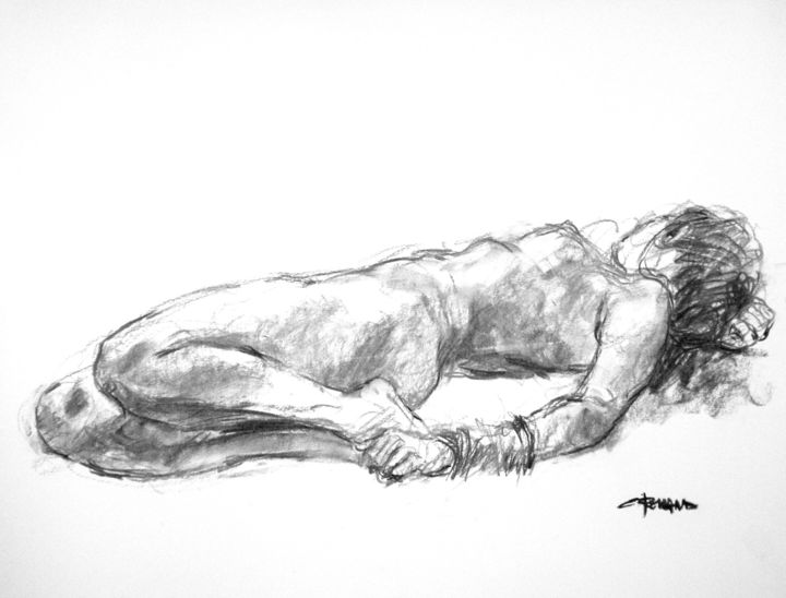Рисунок под названием "fusain 50/65 2006 2…" - Christian Rolland, Подлинное произведение искусства, Древесный уголь