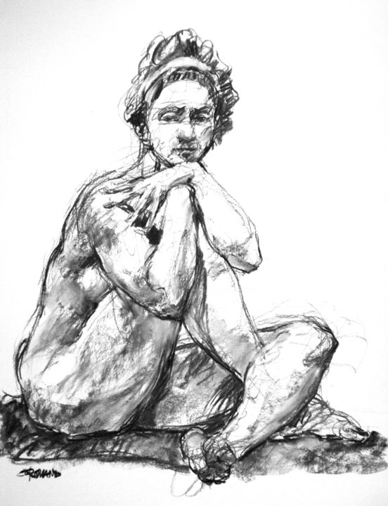 Рисунок под названием "fusain 50/65 2006 2…" - Christian Rolland, Подлинное произведение искусства, Древесный уголь