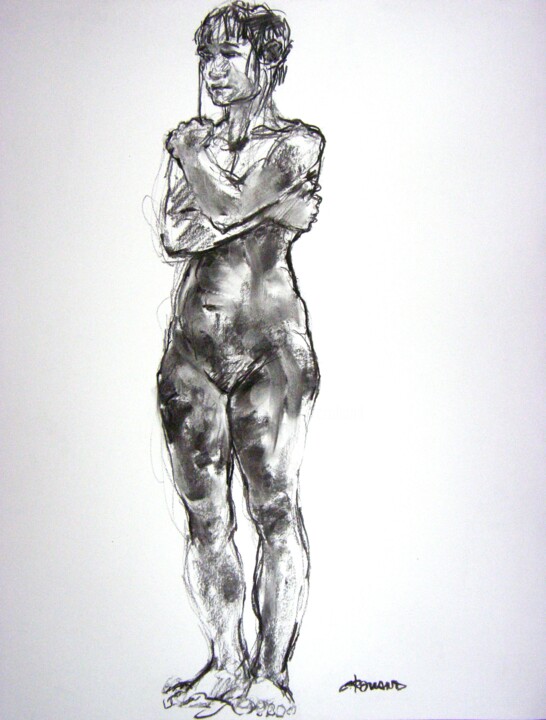 Dibujo titulada "fusain 50/65 2012 99" por Christian Rolland, Obra de arte original, Carbón