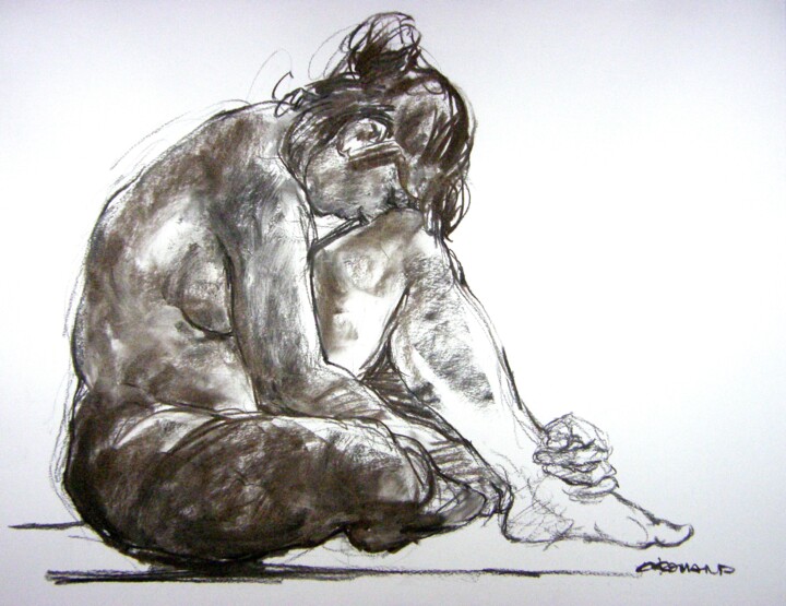 Dibujo titulada "fusain 50/65 2012 1…" por Christian Rolland, Obra de arte original, Carbón