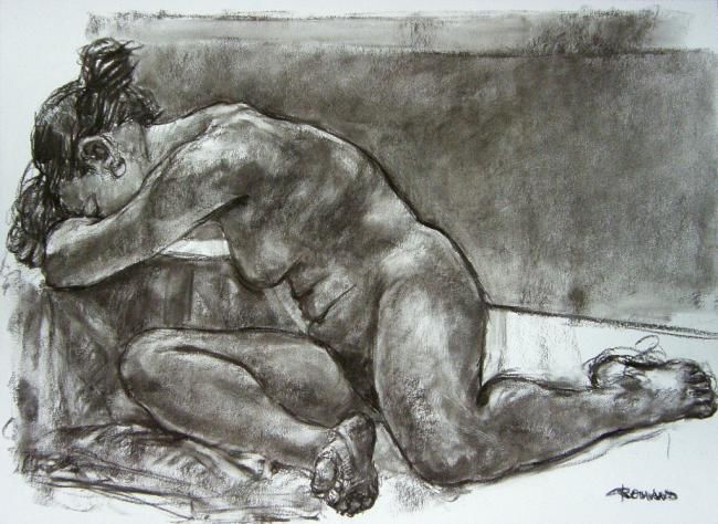 Drawing titled "fusain fev 2011 2" by Christian Rolland, Original Artwork, Other