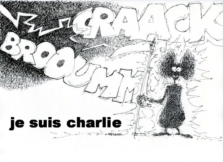Drawing titled "je suis charlie" by Christian Rolland, Original Artwork, Marker