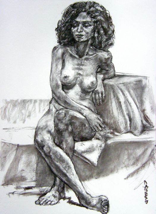 Drawing titled "académie janv 2015 1" by Christian Rolland, Original Artwork, Charcoal