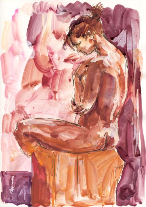 Painting titled "A4 fev 2010 5" by Christian Rolland, Original Artwork, Gouache