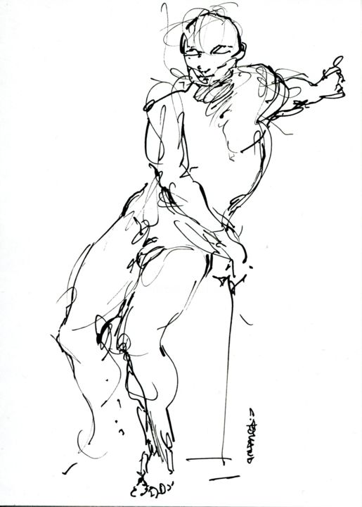 Drawing titled "10,5x14,8 juin 2015…" by Christian Rolland, Original Artwork, Ink