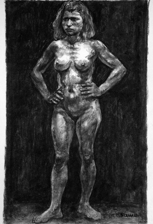 Drawing titled "académie 2016 jan 2" by Christian Rolland, Original Artwork, Charcoal