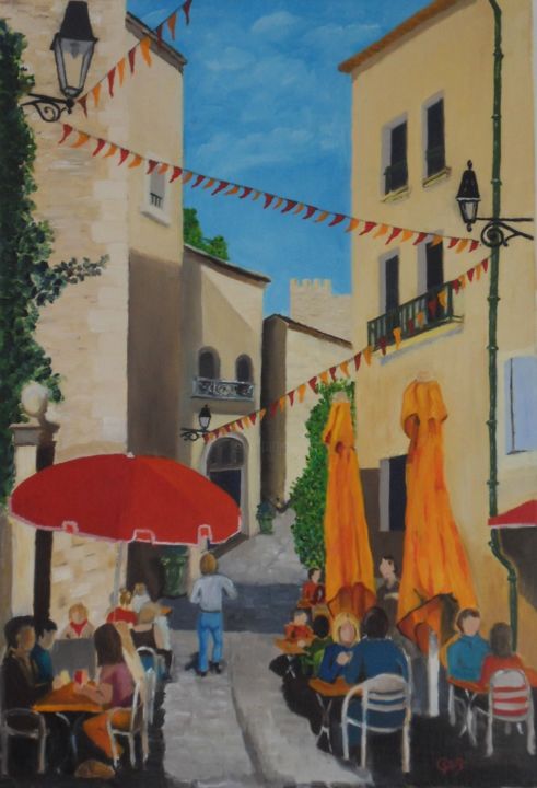 Painting titled "Pause en ville" by Christian Sabatier, Original Artwork, Oil
