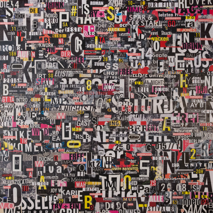 Collages titled "City 11" by Christian Schanze, Original Artwork, Collages Mounted on Wood Panel