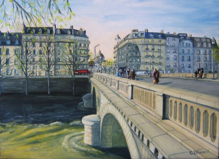 Peinture intitulée "le-pont-louis-phili…" par Christian Thouret, Œuvre d'art originale