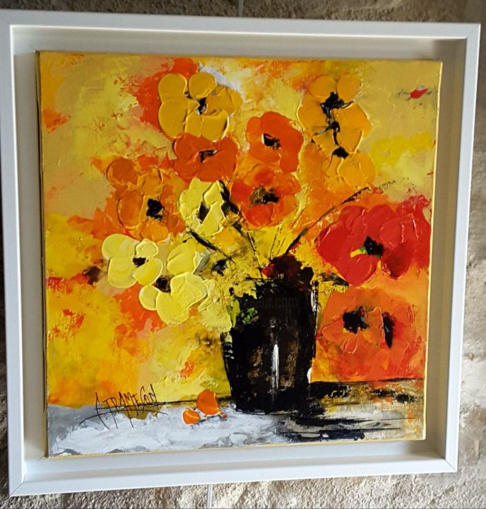 Painting titled "compo-florale-4.jpg" by Christian Trameçon, Original Artwork, Acrylic