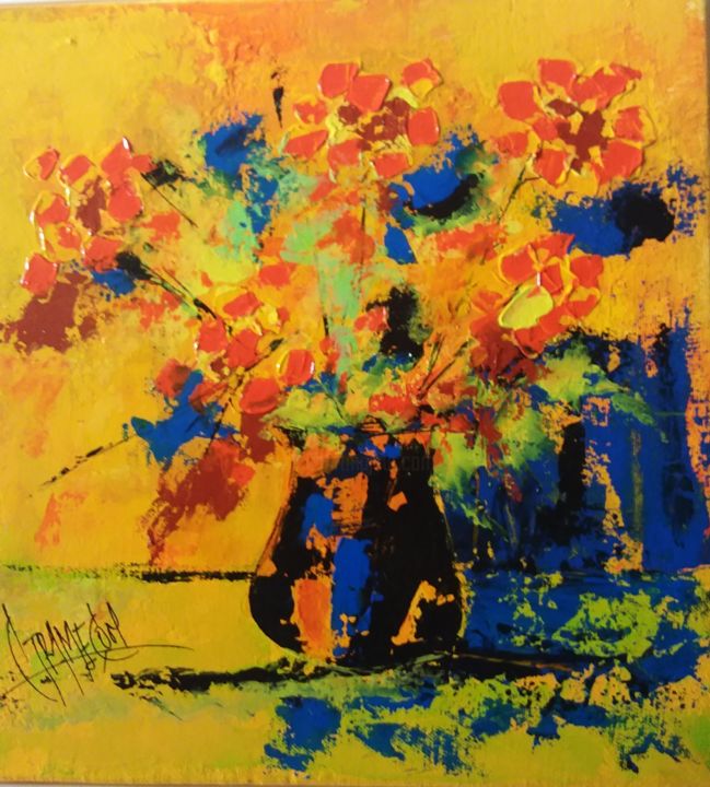 Painting titled "Un peu de couleurs" by Christian Trameçon, Original Artwork, Acrylic