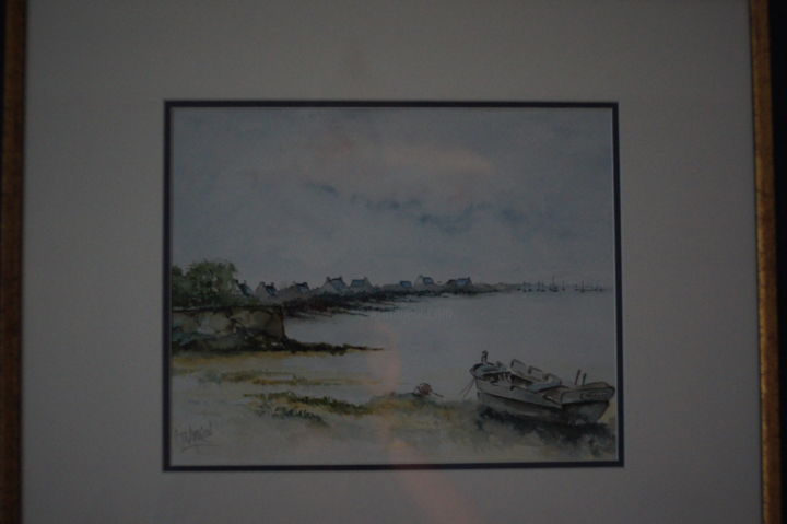 Painting titled "Barque au repos pre…" by Christian Trameçon, Original Artwork, Watercolor