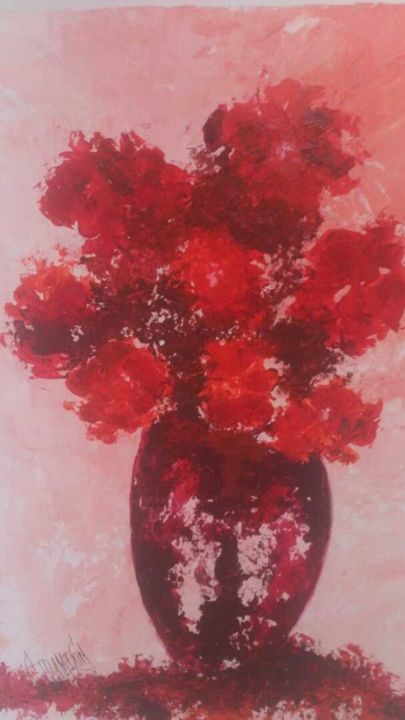Malerei mit dem Titel "rouges" von Christian Trameçon, Original-Kunstwerk, Acryl