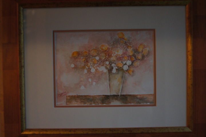 Painting titled "composition florale" by Christian Trameçon, Original Artwork
