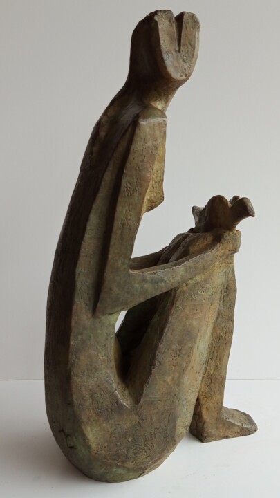Sculpture titled "Jeune fille à l'ois…" by Christian Vial, Original Artwork, Bronze