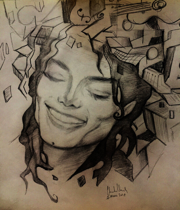 Dessin intitulée "Michael Jackson's s…" par Christiana Visentin Gajoni, Œuvre d'art originale, Crayon