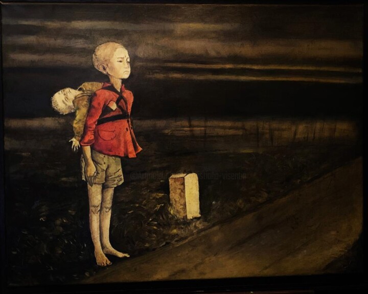 Painting titled "Hiroshima" by Christiana Visentin Gajoni, Original Artwork, Oil