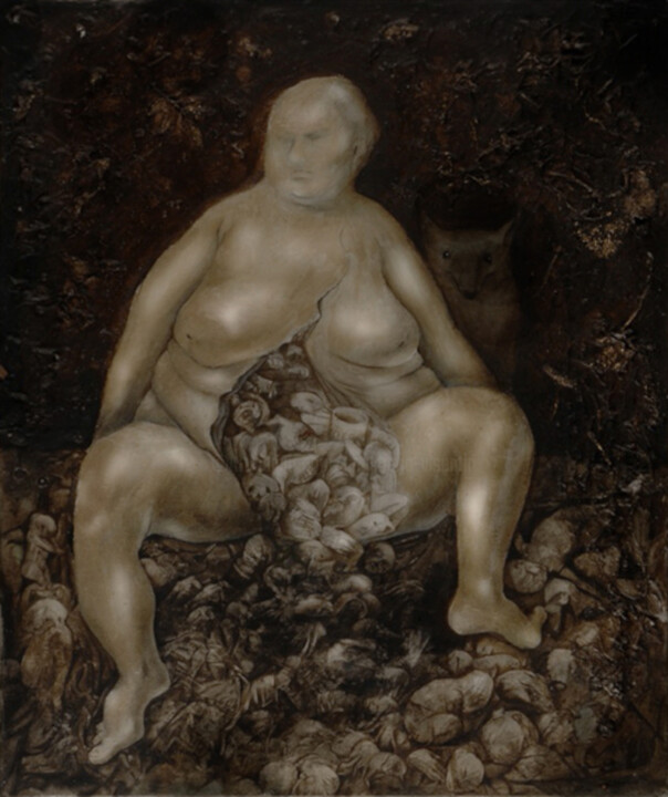 Malerei mit dem Titel "Donna Grazia" von Christiana Visentin Gajoni, Original-Kunstwerk, Öl