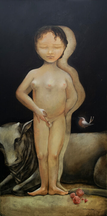 Painting titled "Le petit zen" by Christiana Visentin Gajoni, Original Artwork, Oil