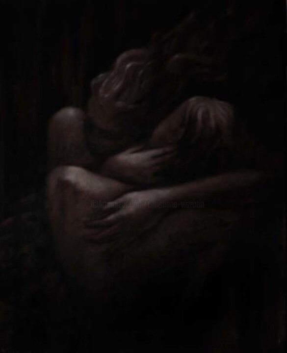 Schilderij getiteld "les amants" door Christiana Visentin Gajoni, Origineel Kunstwerk, Olie