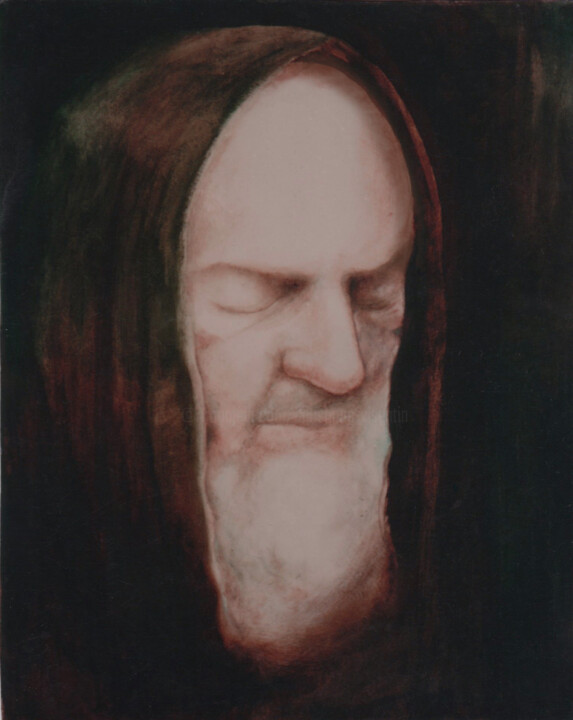 Painting titled "Padre Pio" by Christiana Visentin Gajoni, Original Artwork, Oil