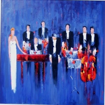 Painting titled "PIANISTE ROUSSE" by Christian Cacaly, Original Artwork