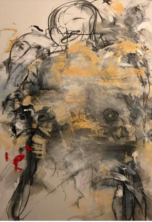 Painting titled "La baignade" by Christian Corvellec, Original Artwork, Acrylic