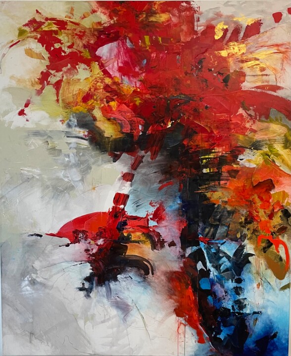 Painting titled "2022 (Le dragon rou…" by Christian Corvellec, Original Artwork, Acrylic