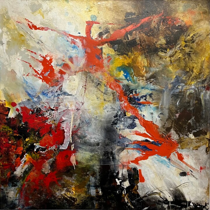 Schilderij getiteld "Prométhée au suppli…" door Christian Corvellec, Origineel Kunstwerk, Acryl