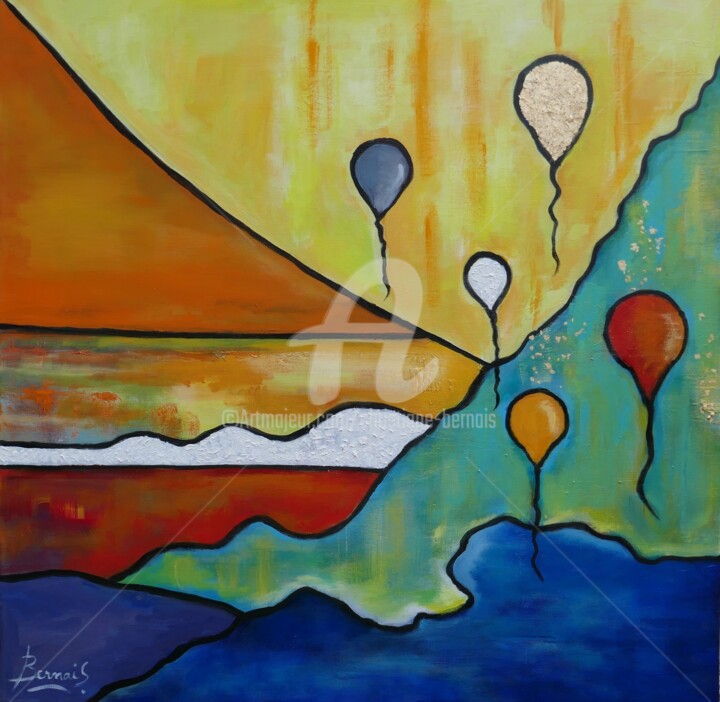 Painting titled "Elévation" by Christiane Bernais, Original Artwork, Acrylic Mounted on Wood Stretcher frame