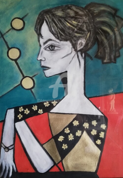 Картина под названием "Laura ( Hommage à P…" - Christiane Bernais, Подлинное произведение искусства, Акрил Установлен на кар…