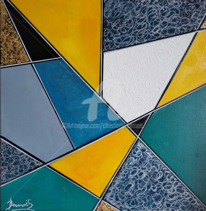 Картина под названием "Variation géométriq…" - Christiane Bernais, Подлинное произведение искусства, Акрил Установлен на Дер…