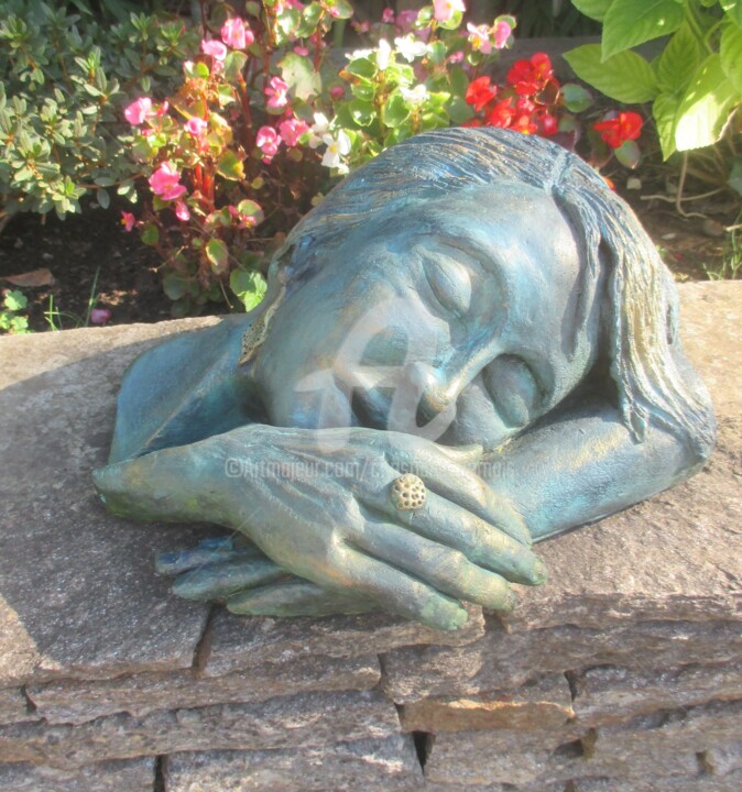 Sculpture titled "" Belle endormie  "" by Christiane Bernais, Original Artwork, Terra cotta