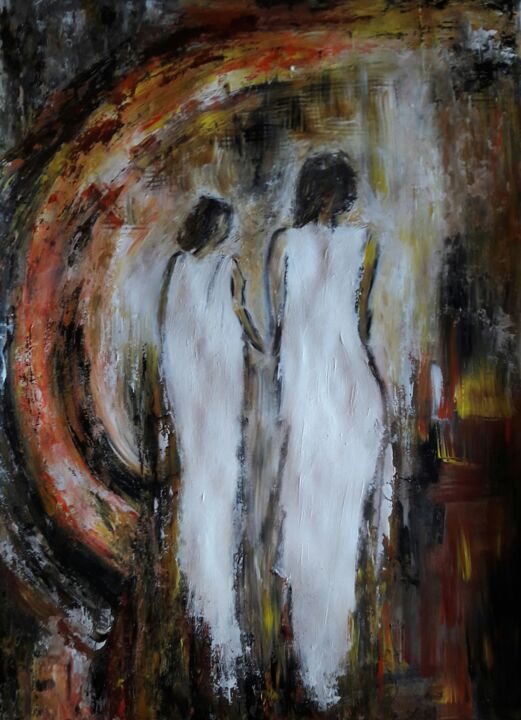 Peinture intitulée "NOUS DEUX" par Christiane Guerry, Œuvre d'art originale, Acrylique Monté sur Plexiglas