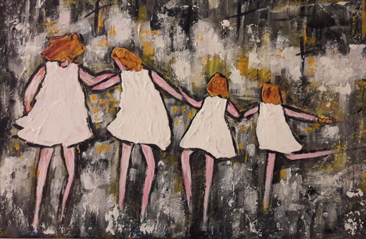 Pintura intitulada "Les Petites Filles" por Christiane Guerry, Obras de arte originais, Acrílico
