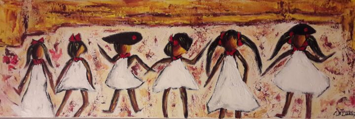 Painting titled "LES FILLETTES" by Christiane Guerry, Original Artwork, Acrylic