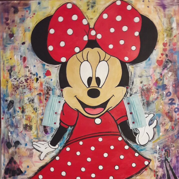 Painting titled "MINNIE 2020" by Christiane Guerry, Original Artwork, Acrylic Mounted on Wood Stretcher frame