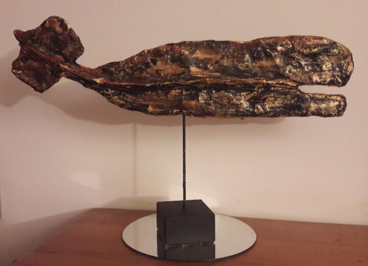Sculpture titled "CACHALOT" by Christiane Guerry, Original Artwork, Plaster