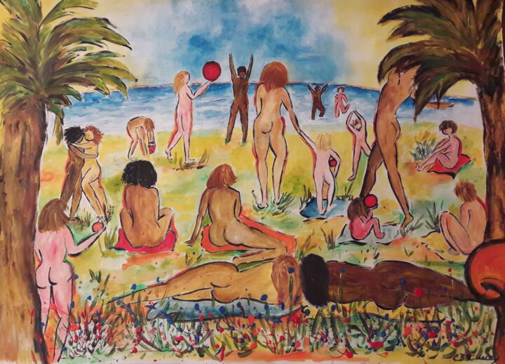 Peinture intitulée "LA JOIE DE VIVRE" par Christiane Guerry, Œuvre d'art originale, Acrylique Monté sur Panneau de bois