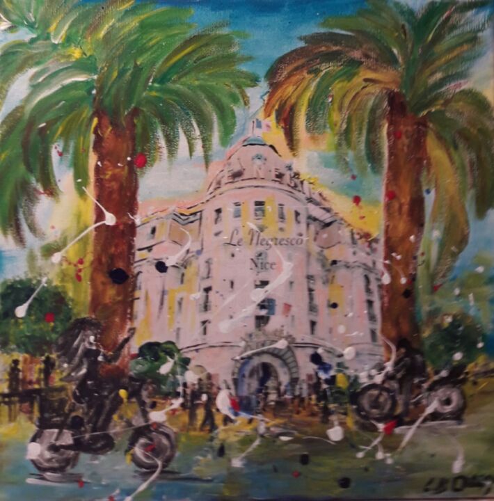 Peinture intitulée "LE NEGRESCO HOTEL N…" par Christiane Guerry, Œuvre d'art originale, Acrylique Monté sur Châssis en bois