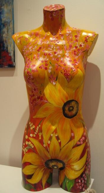 Sculpture titled "LES TOURNESOLS 1" by Christiane Guerry, Original Artwork, Mixed Media