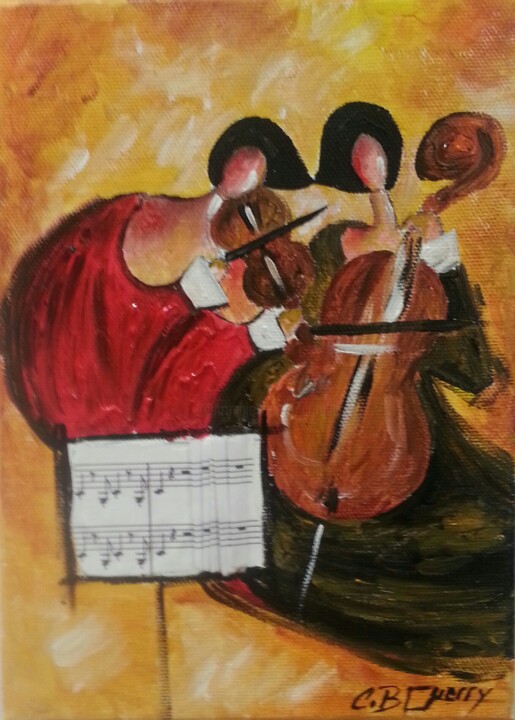 Schilderij getiteld "LES JEUNES MUSICIEN…" door Christiane Guerry, Origineel Kunstwerk
