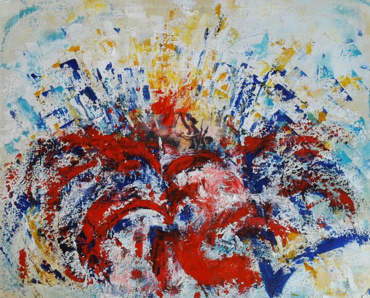 Malerei mit dem Titel "Et Vive la Liberté" von Christiane Guerry, Original-Kunstwerk, Acryl