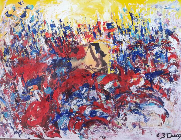 Pintura titulada "Et Vive la Liberté…" por Christiane Guerry, Obra de arte original, Acrílico Montado en Bastidor de camilla…