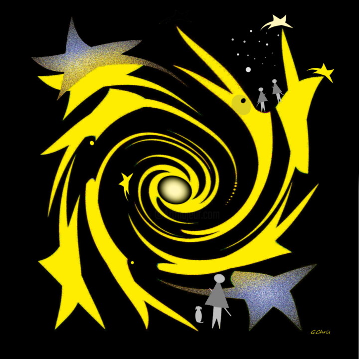 Arts numériques intitulée "Suivre son étoile" par Christiane Guilleminot, Œuvre d'art originale, Travail numérique 2D