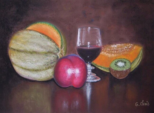 Painting titled "Instant frugal" by Christiane Guilleminot, Original Artwork, Pastel
