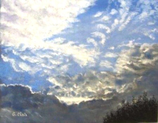 Peinture intitulée "Ouverture céleste" par Christiane Guilleminot, Œuvre d'art originale, Pastel